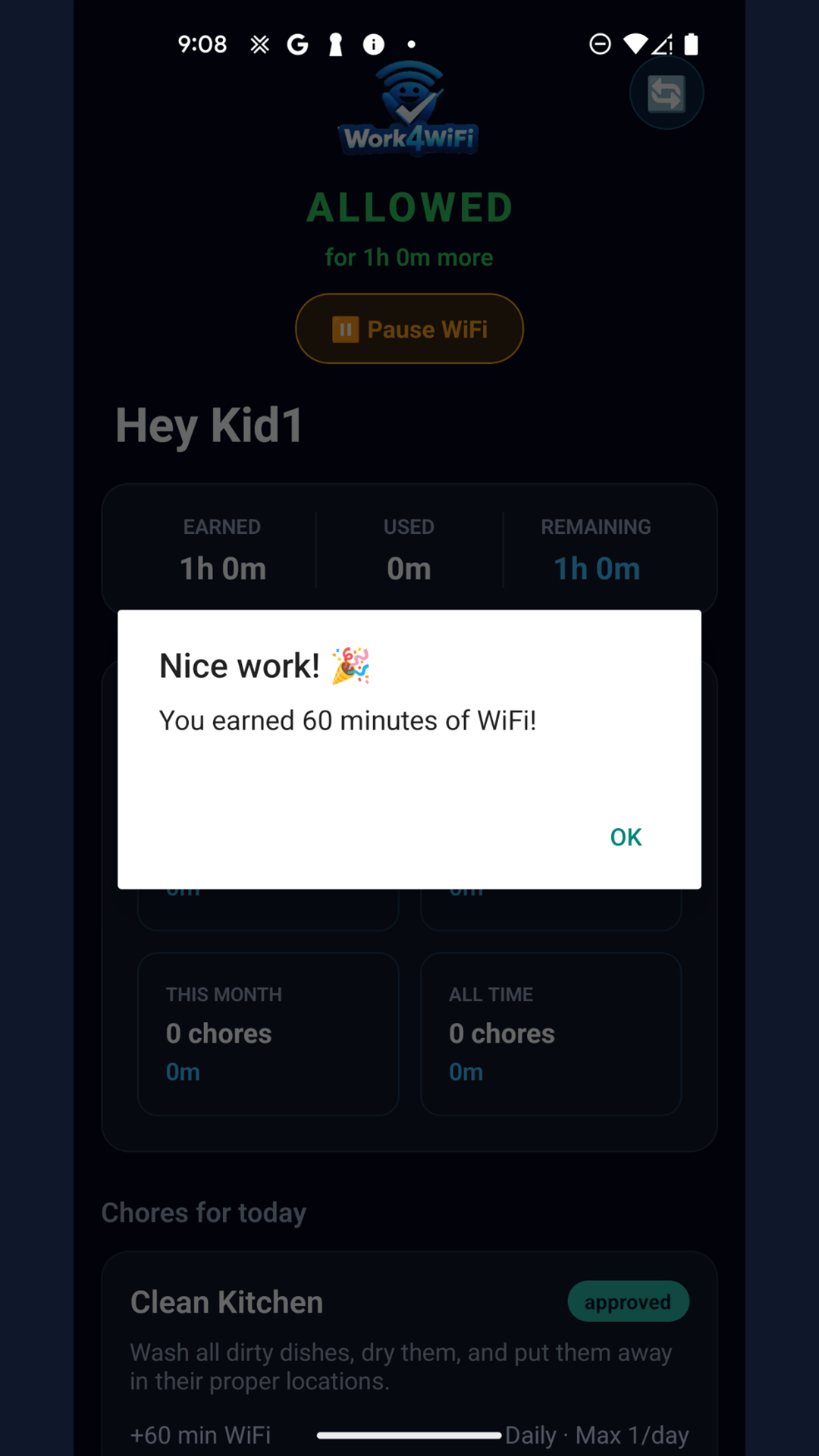 AI approves chore completion