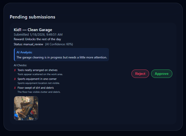 Pending review screen