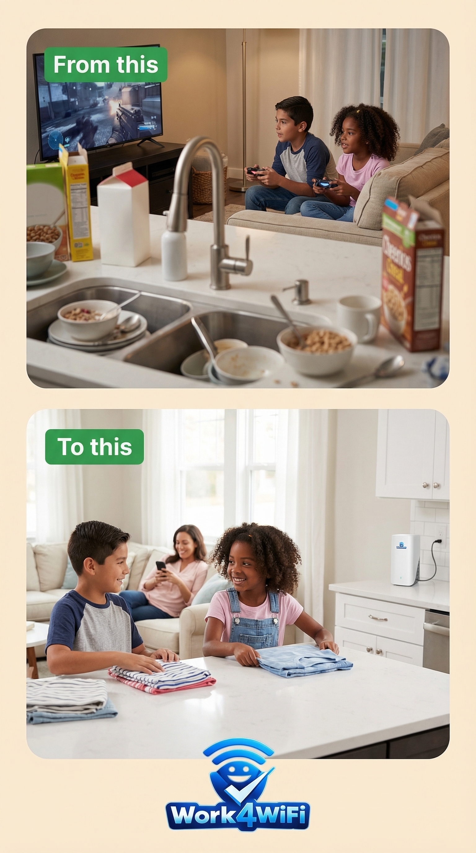 From kids gaming while chores pile up — to kids happily doing chores with Work4WiFi
